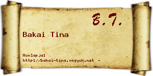 Bakai Tina névjegykártya